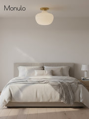 Rivrona Ribbed Glass Flush Mount – Milk Glass Ceiling Light Design